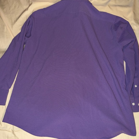 Haggar Slim Fit Purple Dress Shirt Mens 17-17.5 32/33 Stretch Recycled Poly - Picture 5 of 6